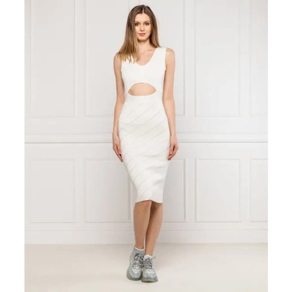 NWT Pinko Nauru Abito Cutout White (Ivory) Bodycon Dress Size Med, Large